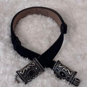 Women’s Suede Belt Black Gunmetal Buckle